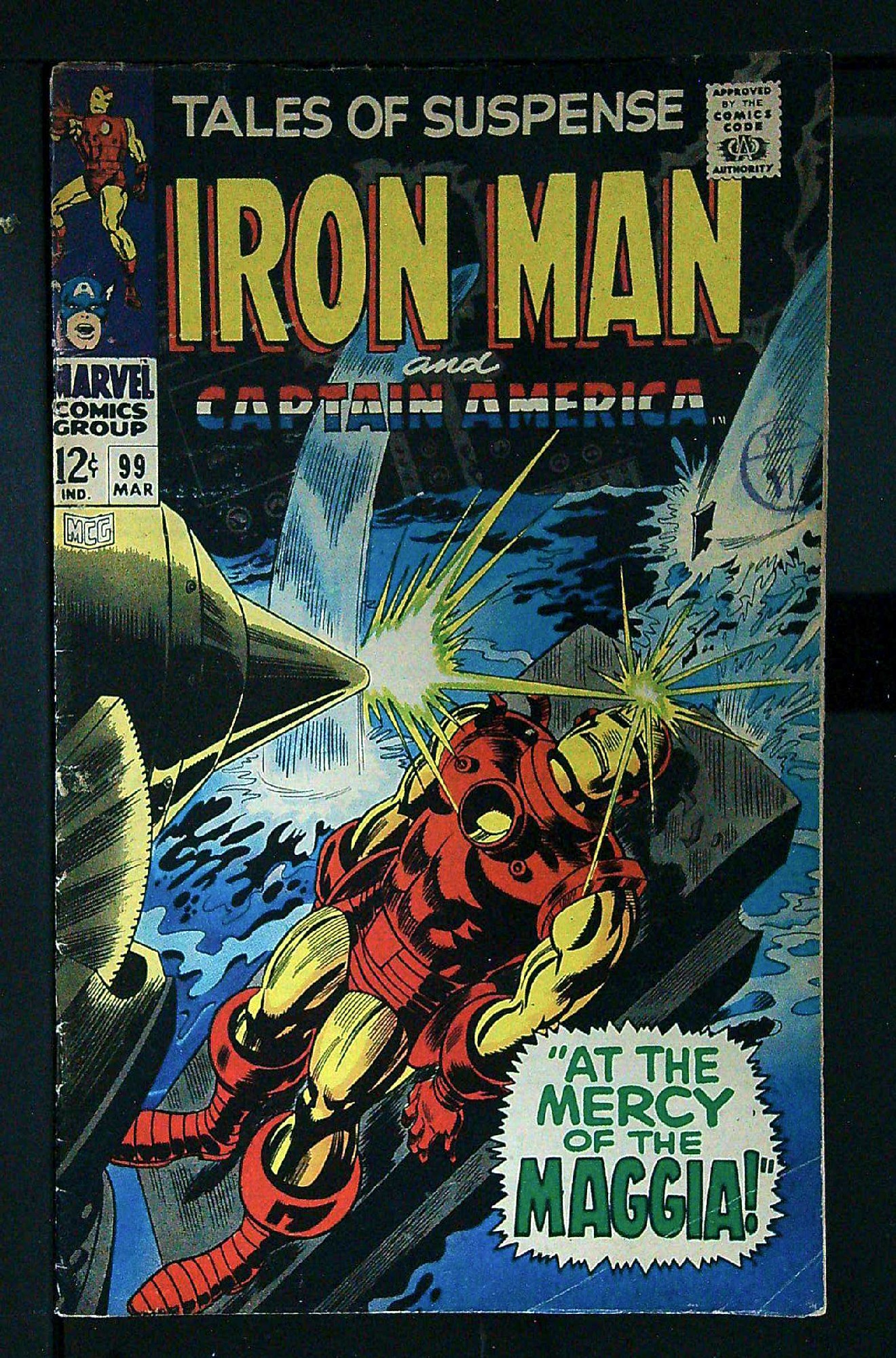 ACTUAL SCAN OF COMIC!<br>Distribution stamp on Cover - See Scan Cover of Tales of Suspense (Vol 1) #99. One of 250,000 Vintage American Comics on sale from Krypton!